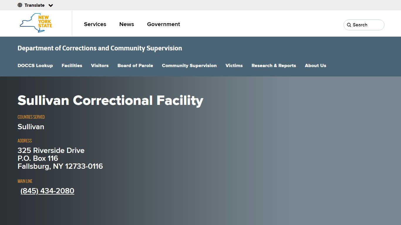 Sullivan Correctional Facility | Department of Corrections and ...